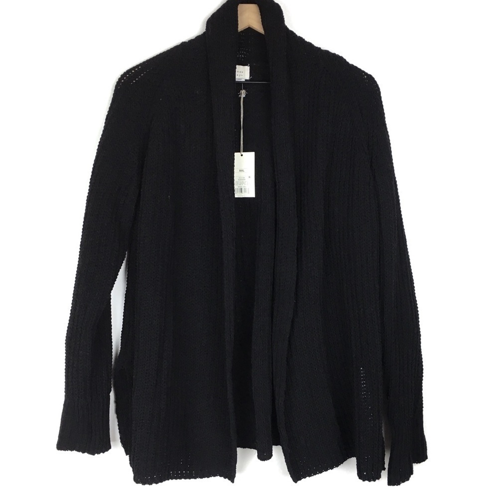 A NEW DAY Cardigan Sweater Solid Black Minimalist Capsule Wardrobe Size XXL NWT